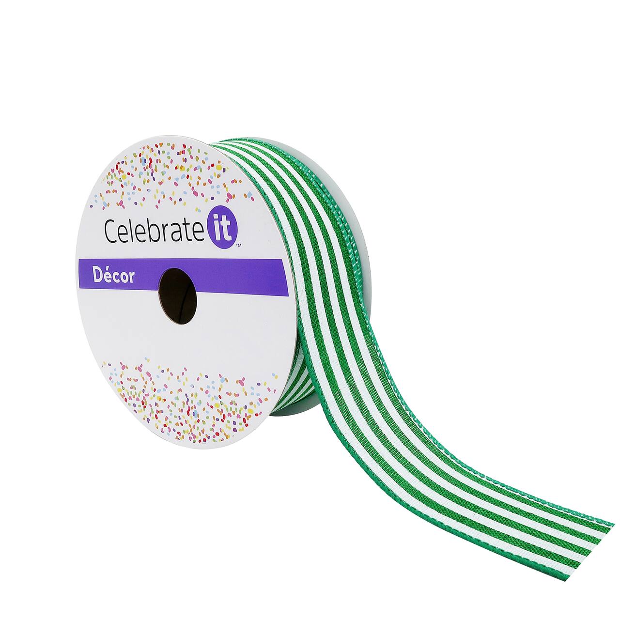 12 Pack: 1.5" x 10yd. Faux Linen Wired Thin Striped Ribbon by Celebrate It® Specialty